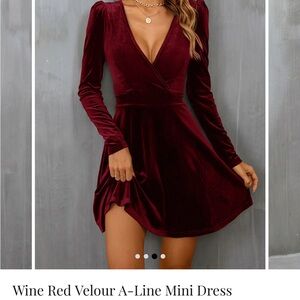 RIHOAS Wine Red Velour Mini Dress